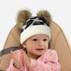 imageCC Kids Babies Soft Stretch Cable Knit Faux Fur Pom Pom Beanie HatLeopard Ivory