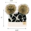 imageCC Kids Babies Soft Stretch Cable Knit Faux Fur Pom Pom Beanie HatLeopard Ivory