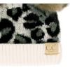 imageCC Kids Babies Soft Stretch Cable Knit Faux Fur Pom Pom Beanie HatLeopard Ivory
