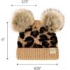 imageCC Kids Babies Soft Stretch Cable Knit Faux Fur Pom Pom Beanie HatLeopard Latte