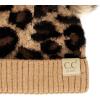 imageCC Kids Babies Soft Stretch Cable Knit Faux Fur Pom Pom Beanie HatLeopard Latte