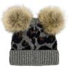 imageCC Kids Babies Soft Stretch Cable Knit Faux Fur Pom Pom Beanie HatLeopard Light Melange Gray