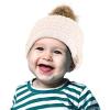 imageCC Kids Babies Soft Stretch Cable Knit Faux Fur Pom Pom Beanie HatMint