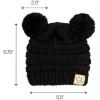 imageCC Kids Babies Soft Stretch Cable Knit Faux Fur Pom Pom Beanie HatSolid Black
