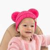 imageCC Kids Babies Soft Stretch Cable Knit Faux Fur Pom Pom Beanie HatSolid Candy Pink