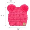 imageCC Kids Babies Soft Stretch Cable Knit Faux Fur Pom Pom Beanie HatSolid Candy Pink