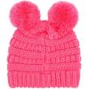 imageCC Kids Babies Soft Stretch Cable Knit Faux Fur Pom Pom Beanie HatSolid Candy Pink