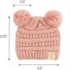 imageCC Kids Babies Soft Stretch Cable Knit Faux Fur Pom Pom Beanie HatSolid Indi Pink