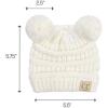 imageCC Kids Babies Soft Stretch Cable Knit Faux Fur Pom Pom Beanie HatSolid Ivory
