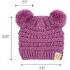 imageCC Kids Babies Soft Stretch Cable Knit Faux Fur Pom Pom Beanie HatSolid Lavender
