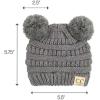 imageCC Kids Babies Soft Stretch Cable Knit Faux Fur Pom Pom Beanie HatSolid Light Melange Gray