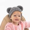 imageCC Kids Babies Soft Stretch Cable Knit Faux Fur Pom Pom Beanie HatSolid Light Melange Gray