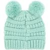 imageCC Kids Babies Soft Stretch Cable Knit Faux Fur Pom Pom Beanie HatSolid Mint