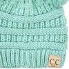 imageCC Kids Babies Soft Stretch Cable Knit Faux Fur Pom Pom Beanie HatSolid Mint