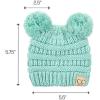 imageCC Kids Babies Soft Stretch Cable Knit Faux Fur Pom Pom Beanie HatSolid Mint