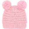 imageCC Kids Babies Soft Stretch Cable Knit Faux Fur Pom Pom Beanie HatSolid Pale Pink