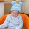 imageCC Kids Babies Soft Stretch Cable Knit Faux Fur Pom Pom Beanie HatTie Dye Baby BlueWhite