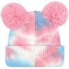 imageCC Kids Babies Soft Stretch Cable Knit Faux Fur Pom Pom Beanie HatTie Dye Baby PinkBaby Blue