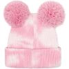 imageCC Kids Babies Soft Stretch Cable Knit Faux Fur Pom Pom Beanie HatTie Dye Baby PinkWhite