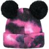 imageCC Kids Babies Soft Stretch Cable Knit Faux Fur Pom Pom Beanie HatTie Dye BlackHot Pink