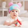 imageCC Kids Babies Soft Stretch Cable Knit Faux Fur Pom Pom Beanie HatTie Dye Cotton Candy
