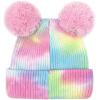 imageCC Kids Babies Soft Stretch Cable Knit Faux Fur Pom Pom Beanie HatTie Dye Cotton Candy