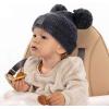 imageCC Kids Babies Soft Stretch Cable Knit Faux Fur Pom Pom Beanie HatTie Dye Dark GrayLight Gray