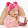 imageCC Kids Babies Soft Stretch Cable Knit Faux Fur Pom Pom Beanie HatTie Dye FuchsiaPink