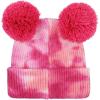 imageCC Kids Babies Soft Stretch Cable Knit Faux Fur Pom Pom Beanie HatTie Dye FuchsiaPink