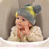 imageCC Kids Babies Soft Stretch Cable Knit Faux Fur Pom Pom Beanie HatTie Dye GrayYellow