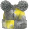 imageCC Kids Babies Soft Stretch Cable Knit Faux Fur Pom Pom Beanie HatTie Dye GrayYellow