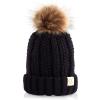 imageCC Kids Beanie Ages 25 Warm Chunky Thick Stretchy Knit Slouch Beanie Skull Kids Hat with PomBlack