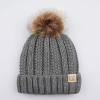 imageCC Kids Beanie Ages 25 Warm Chunky Thick Stretchy Knit Slouch Beanie Skull Kids Hat with PomLt Mel Grey
