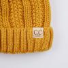 imageCC Kids Beanie Ages 25 Warm Chunky Thick Stretchy Knit Slouch Beanie Skull Kids Hat with PomMustard