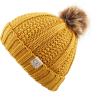 imageCC Kids Beanie Ages 25 Warm Chunky Thick Stretchy Knit Slouch Beanie Skull Kids Hat with PomMustard