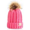 imageCC Kids Beanie Ages 25 Warm Chunky Thick Stretchy Knit Slouch Beanie Skull Kids Hat with PomNew Candy Pink