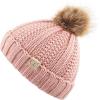 imageCC Kids Beanie Ages 25 Warm Chunky Thick Stretchy Knit Slouch Beanie Skull Kids Hat with PomPink