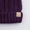 imageCC Kids Beanie Ages 25 Warm Chunky Thick Stretchy Knit Slouch Beanie Skull Kids Hat with PomPurple