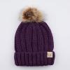 imageCC Kids Beanie Ages 25 Warm Chunky Thick Stretchy Knit Slouch Beanie Skull Kids Hat with PomPurple