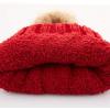 imageCC Kids Beanie Ages 25 Warm Chunky Thick Stretchy Knit Slouch Beanie Skull Kids Hat with PomRed