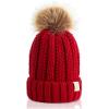 imageCC Kids Beanie Ages 25 Warm Chunky Thick Stretchy Knit Slouch Beanie Skull Kids Hat with PomRed