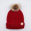 imageCC Kids Beanie Ages 25 Warm Chunky Thick Stretchy Knit Slouch Beanie Skull Kids Hat with PomRed