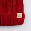 imageCC Kids Beanie Ages 25 Warm Chunky Thick Stretchy Knit Slouch Beanie Skull Kids Hat with PomRed