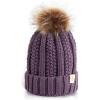 imageCC Kids Beanie Ages 25 Warm Chunky Thick Stretchy Knit Slouch Beanie Skull Kids Hat with PomViolet