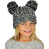 imageCC Kids Childrens Cable Knit Double Ear Pom Cuffed Beanie Cap HatTwo Tone Black