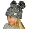 imageCC Kids Childrens Cable Knit Double Ear Pom Cuffed Beanie Cap HatTwo Tone Black