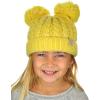imageCC Kids Childrens Cable Knit Double Ear Pom Cuffed Beanie Cap HatTwo Tone Lemon