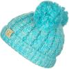imageCC Kids Childrens Cable Knit Double Ear Pom Cuffed Beanie Cap HatTwo Tone Mint