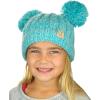 imageCC Kids Childrens Cable Knit Double Ear Pom Cuffed Beanie Cap HatTwo Tone Mint