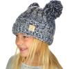 imageCC Kids Childrens Cable Knit Double Ear Pom Cuffed Beanie Cap HatTwo Tone Navy